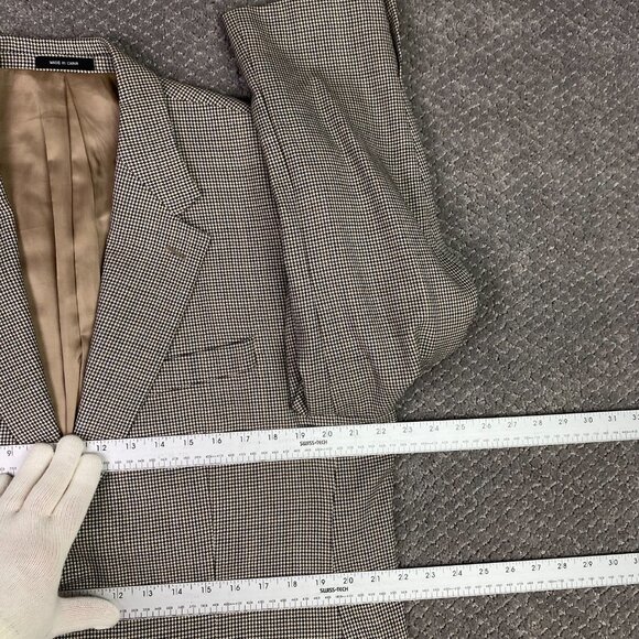 Lauren Ralph Lauren Sport Coat Blazer Men's 43R Houndstooth Wool Brown Blue - Picture 8 of 14